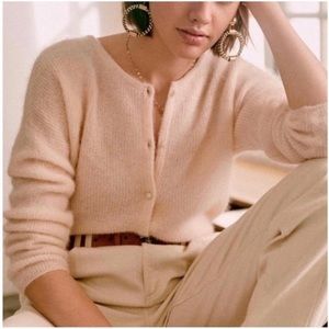 Sézane Cream Button-Up Sweater